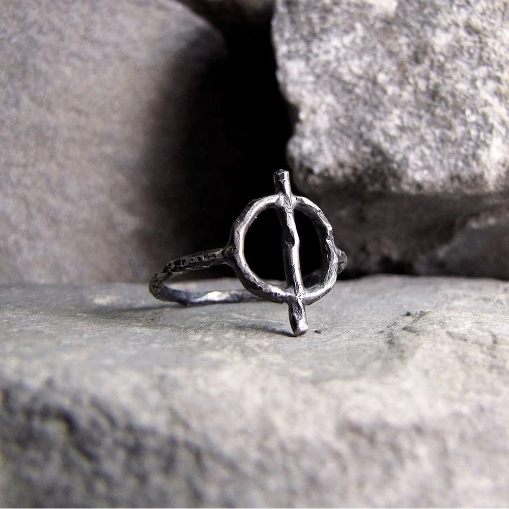 Alchemy SALT Symbol Handmade Artisan Solid Sterling Silver Alchemist Ring - Picture 1 of 6